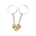 Silver and gold mother daughter heart puzzle keychain set with engraved lettering - D1318-Gold Silver Mother Daughter Puzzle Heart / Gold and Silver Two-tone