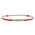 Slim women's red patent leather belt with a golden buckle for dress decoration - Red
