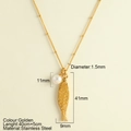Golden stainless steel necklace with fish pendant and pearl detail in 45cm length - Imitation Pearl + Fish(25160)