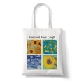 Canvas tote bag with Vincent Van Gogh oil painting collage and white shoulder straps - Art Collage (STD1868-N)
