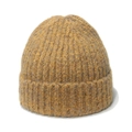 Gorro de punto acanalado grueso para mujer en amarillo jengibre con textura jaspeada - M (56-58cm) / Amarillo
