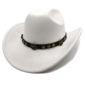 Close-up of suede cowboy hat with black leather band and bull head metal ornaments - M (56-58cm) / Beige