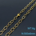 Golden faceted oval link chain necklace with spring clasp, 500x6mm size, 6g weight - Gold Textured Necklace (KN197672-Z)