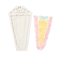 Lace ribbon and bow silicone mold with double dove and heart for fondant decoration - 1#--Grey--A796
