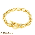 Goldenes Gliederkettenarmband mit Schweinenasen-Design und OT-Knebelverschluss 200x7mm - Goldenes 8mm Armband (KB202816-Z)