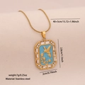 Gold hummingbird and flower pendant necklace with blue enamel and crystal border - 5# Bird