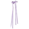 Elegant lavender purple satin bow hair clip with long ribbons on white background - Z241 Long Streamer Style / Purple