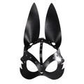 Schwarze Leder-Hasenmaske mit Metallnieten und verstellbarer Schnalle für Punk-Kostüme - Einheitsgröße / Schwarz