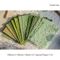 Retro Green Tea DIY materials pack with embroidery mesh and special textured paper sheets - Green Tea