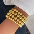 Punk style multi-layer gold bead chain bracelet set with geometric metal design - Gold 4-Layer Beads