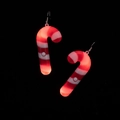 Boucles d'oreilles LED lumineuses en forme de canne à sucre avec rayures rouges - Crochet Canne de Bonbon Rouge