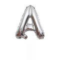 Silver foil letter A balloon in 16 inch size for birthday party decoration with retail card - 16" / Silver Letter A (With Backing Card)