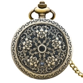 Vintage bronze quartz pocket watch featuring a classic hollow flower carved pattern case - Bronze - Vine Floral Hollow