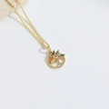 Golden Tree of Life necklace with colorful zircon gemstones on a white background - Colorful Zirconia Palm Tree