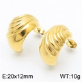 Pendientes de acero inoxidable dorado con textura de croissant y relieve 20x12mm - Dorado