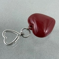 Llavero brillante con forma de corazón color burdeos y cierre metálico plateado - Estilo Corazón Rojo Vino (款3)