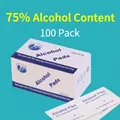 Salviette imbevute di alcol al 75%, 100 pezzi sterili monouso per disinfezione medica - Confezione in Inglese (Bustina Nera) / 6x3cm/100 Pezzi Scatola