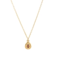 Gold stainless steel chain necklace featuring a teardrop pendant with a reddish-brown gemstone - July