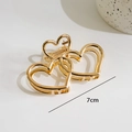 Golden 7cm heart-shaped metal hair claw clip with cutout triple heart design - Triple Hearts