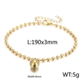 Minimalist 18K gold plated stainless steel beaded bracelet with a 9mm round pendant - 190x3mm(KB167256-Z) / 9mm Gold Bracelet