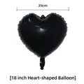 18 inch black heart shaped foil balloon with shiny metallic finish and 39cm width detail - Black