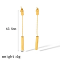 Retro goldene lange Quasten-Ohrringe aus Titanstahl mit Zylinderanhängern für Damen - Minimalistischer Langer Quastenstil (TE6780)