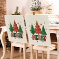 Detail of Christmas chair covers with Merry text and rustic linen texture in a festive room - Plaid Letter MERRY (YTM2-18)