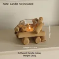 Portacandele rustico in legno alla deriva con vetro, dimensioni 11,5cm x 7,6cm - Portacandele in Legno (Candela Non Inclusa)