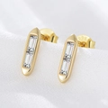 Eleganti orecchini geometrici in argento S925 con zircone rettangolare in finitura oro - Oro