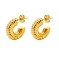 Pendientes de aro en C de oro de 18 quilates con textura de espiral para mujer - Pequeño / Dorado