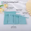 Set of 4 sky blue velvet drawstring jewelry pouches in various sizes for storage - Drawstring Style / 7*9cm / Cyan