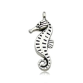 Silver-plated seahorse charm pendant with vintage textured finish for DIY jewelry - Seahorse (10377) / 1 Piece/Pack (6x20mm) / Antique Silver