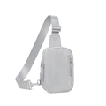 Borsa a tracolla in nylon grigio chiaro impermeabile con cinghia ampia e doppia zip - Grigio chiaro
