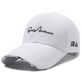 White baseball cap with black Purs Avenue script embroidery and 3A logo on side - Adjustable / Extended Brim (9.5cm) / White