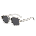 Hip hop rectangular sunglasses with transparent grey frame and gold accents - Grey Frame / Black Grey Lens