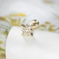 Single coffee gold star stud earring with inlaid zircon and screw back closure - Light Coffee Gold (Single Piece)