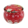 Red Christmas tin jar with Santa and reindeer patterns for candles or candy storage - 75*50MM C225 Red Christmas Greeting Empty Tin