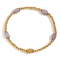 Bracciale fatto a mano con perline placcate oro 18K e pietre di vetro grigio-viola - Marrone