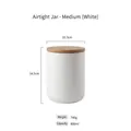 White matte ceramic storage jar with bamboo lid, 800ml medium cylinder canister - Medium / White