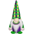 Gnomo di Mardi Gras in peluche con cappello tricolore e collana di perline - Cappello a rombi