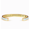 Golden crown engraved stainless steel open cuff bracelet with light blue enamel finish - Granddaughter / Sky Blue