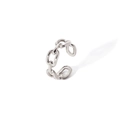 Bague chaîne ouverte minimaliste en acier inoxydable poli argenté à taille ajustable - Conception de Texture à Chaîne Épaisse (TR4008-S)