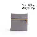 Graues 8x8cm Leder-Schmucketui mit goldenem Reißverschluss und Kieselsteinprägung - 8*8cm / Grau
