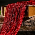 Sparkling red thread curtain with silver fibers draped over books for room partition - 1x2m / Burgundy