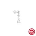 Boucle d'oreille en argent S925 avec pendentif en zircon blanc rond et goutte d'eau - Goutte d'eau #2 / Or blanc