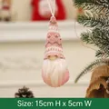 Pink striped knit gnome Christmas ornament, 15cm x 5cm plush dwarf with white beard - Pink Style B