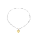 Minimalist silver beaded bracelet featuring a gold heart charm on a clean white background - Silver Beads with Gold Heart (M-061)