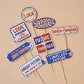 10-piece set of retro style graduation cake toppers with inspirational slogans - Look Forward to Future 10 Sets