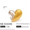 Modern gold and silver mixed finish heart-shaped stainless steel ring for women - Gold-Silver Mixed Heart Design Ring (NB-R24486)
