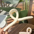 Detail of a 15cm cream resin hair claw clip with a strong gold metal spring - Hanger (Approx 15cm) / Solid White